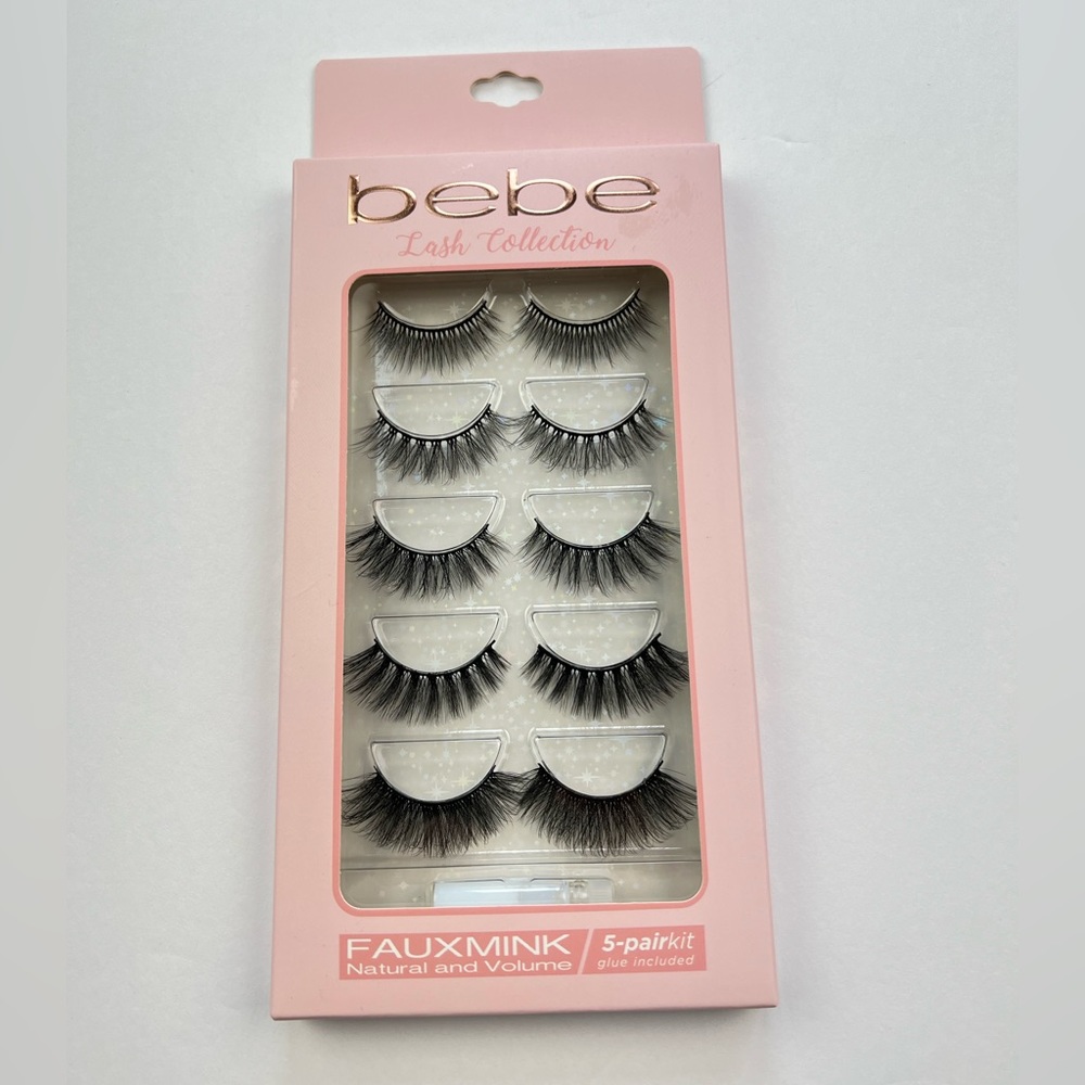 Bebe Faux Mink Natural and Volume Collection Lashes 5-Pair Kit Glue Included